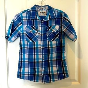 Urban Pipeline Short Sleeve Button Down, Blue/White Plaid, Size M